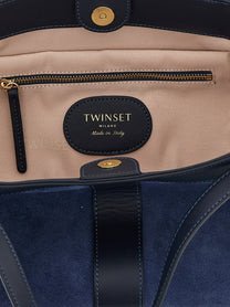 Twin Set Suede Shoulder Bag Blue