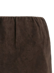 ROTATE Birger Christensen Suede Skirt Brown