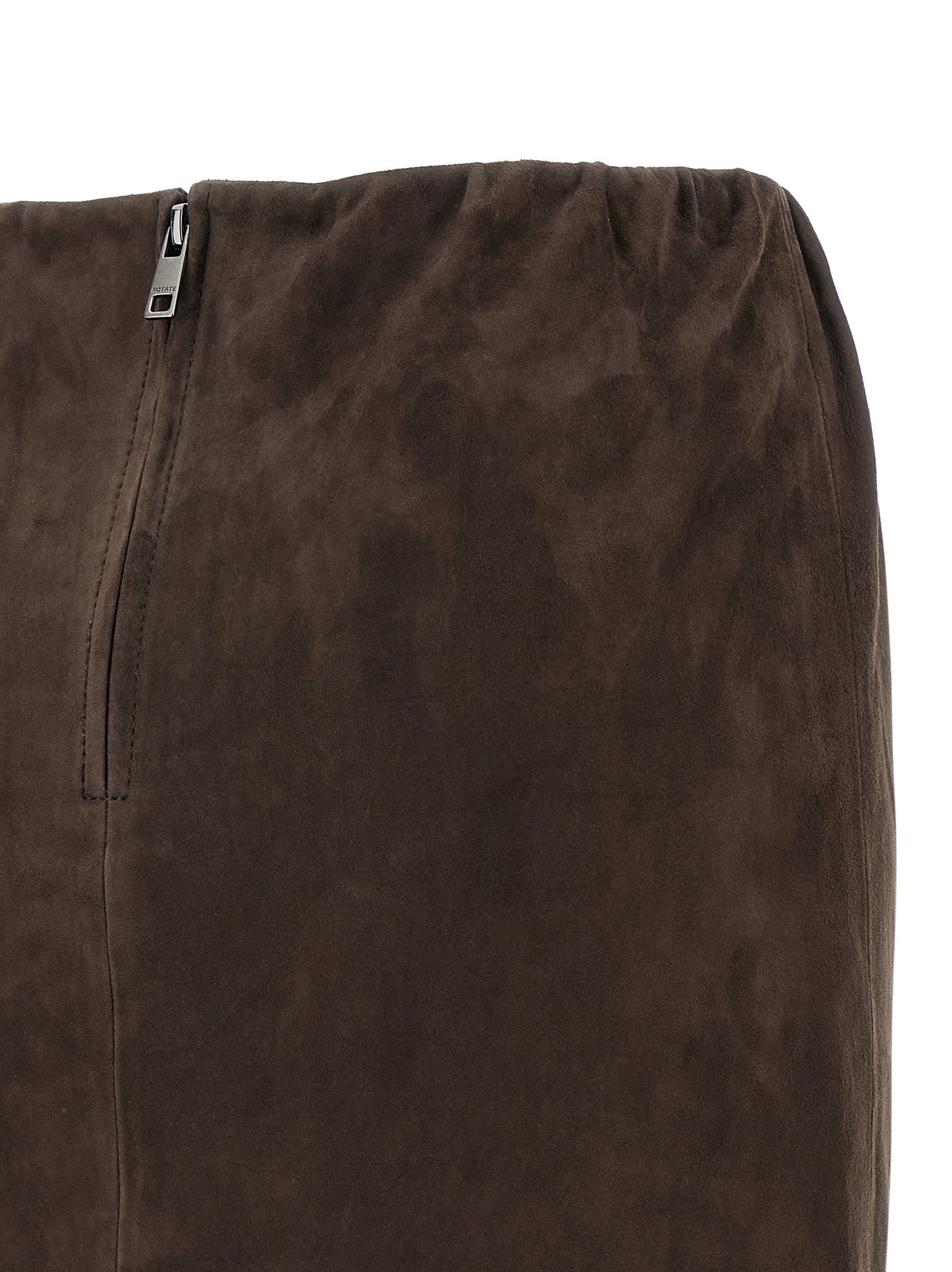 ROTATE Birger Christensen Suede Skirt Brown