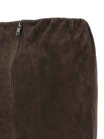 ROTATE Birger Christensen Suede Skirt Brown