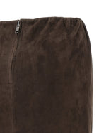 ROTATE Birger Christensen Suede Skirt Brown, view 4