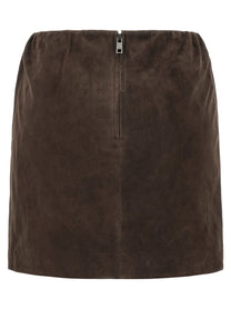 ROTATE Birger Christensen Suede Skirt Brown