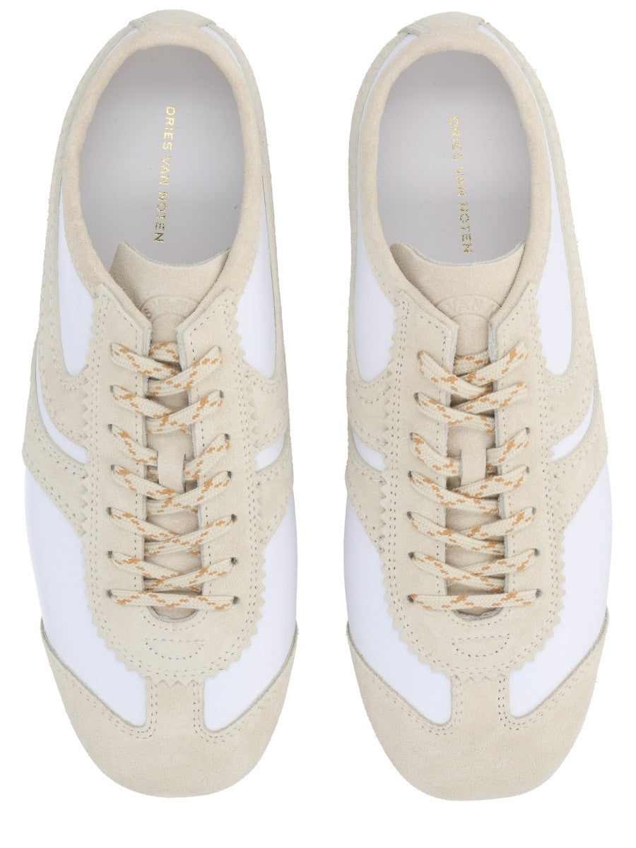 Dries Van Noten Women's Suede Sneaker White, view 5