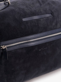 Kiton Men's Suede Weekend Travel Bag Blue Kiton