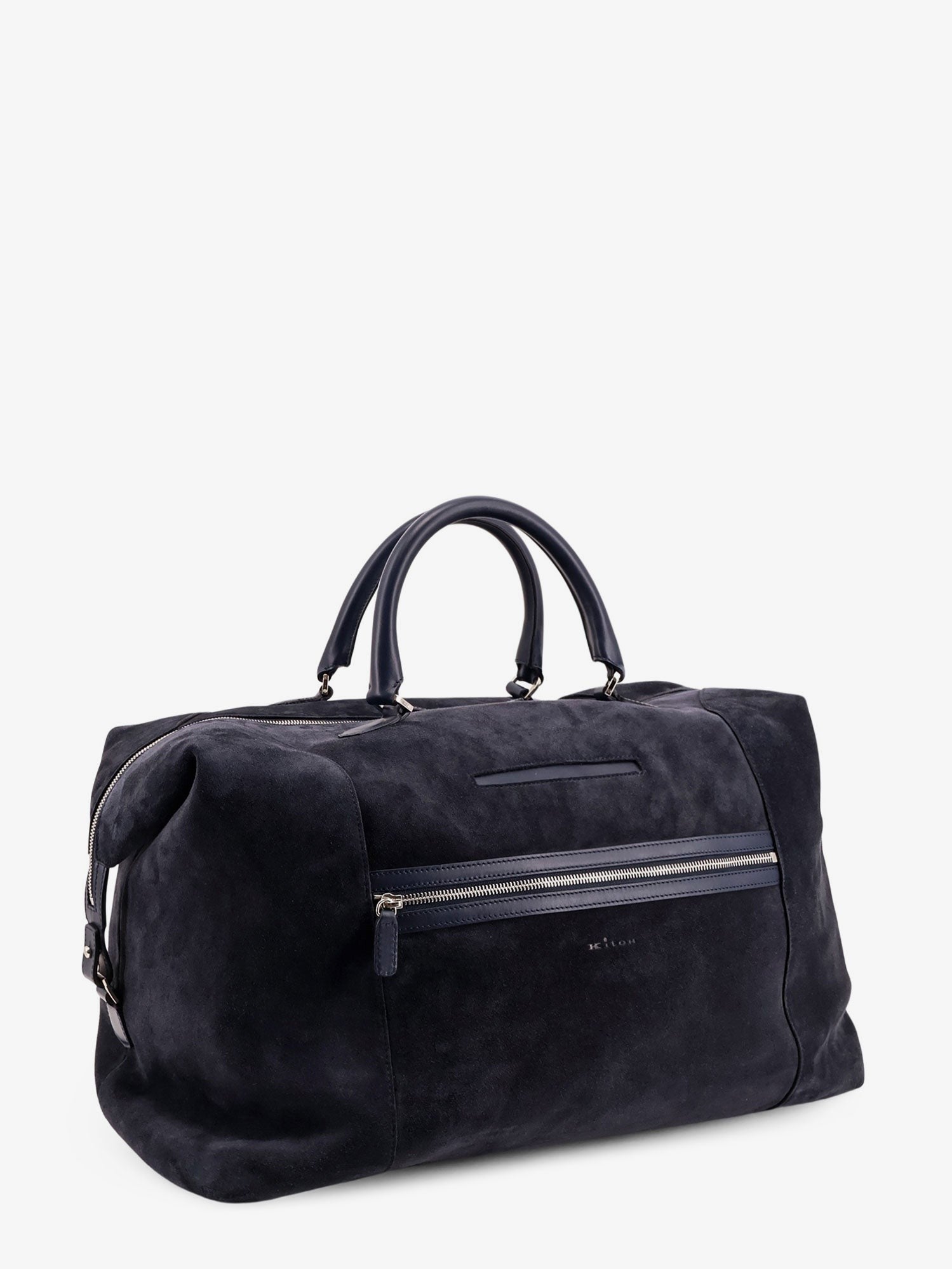 Kiton Men's Suede Weekend Travel Bag Blue Kiton