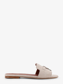 Loro Piana Women's Summe Charms Flat Suede Sandals White