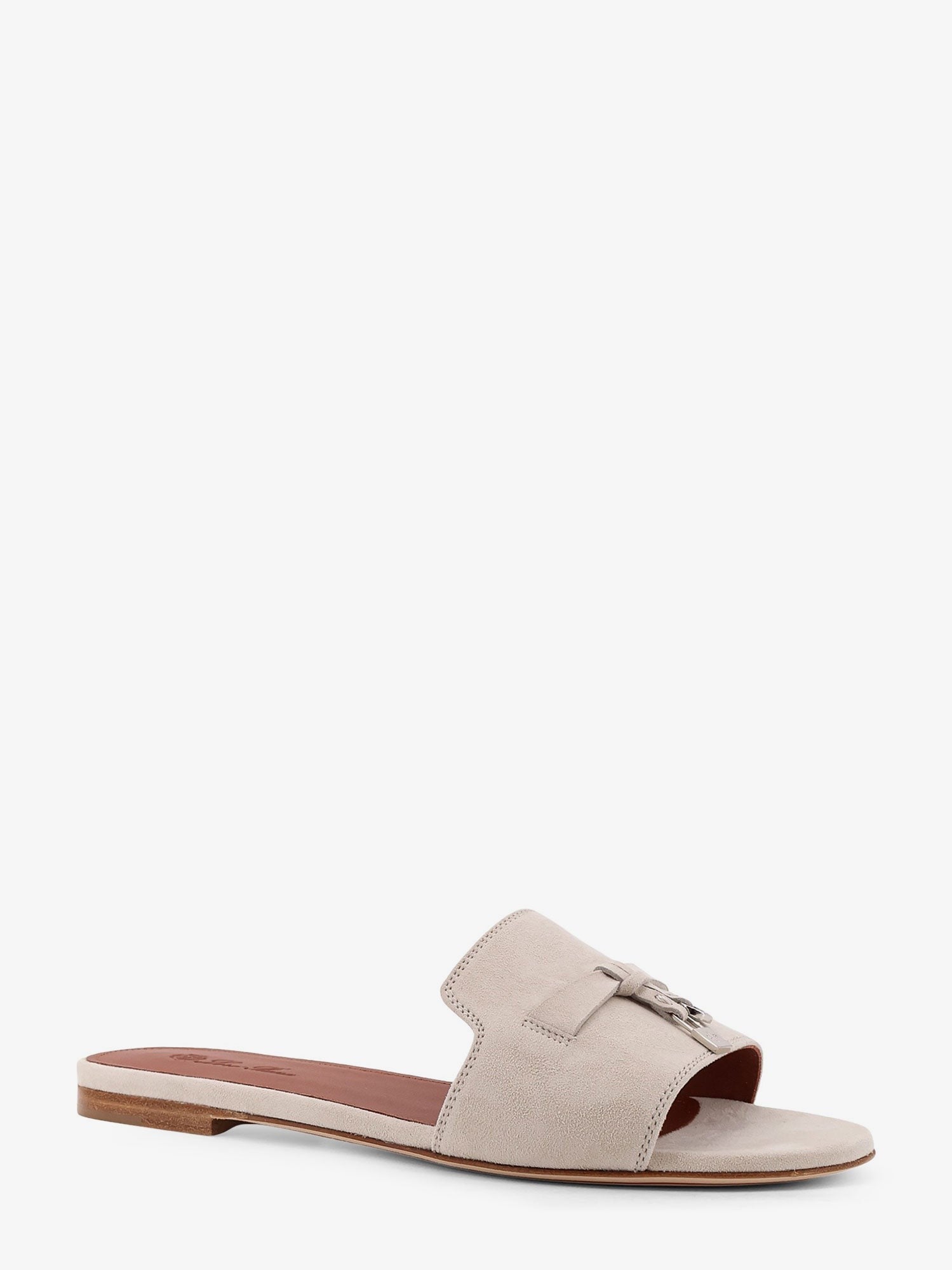Loro Piana Women's Summe Charms Flat Suede Sandals White