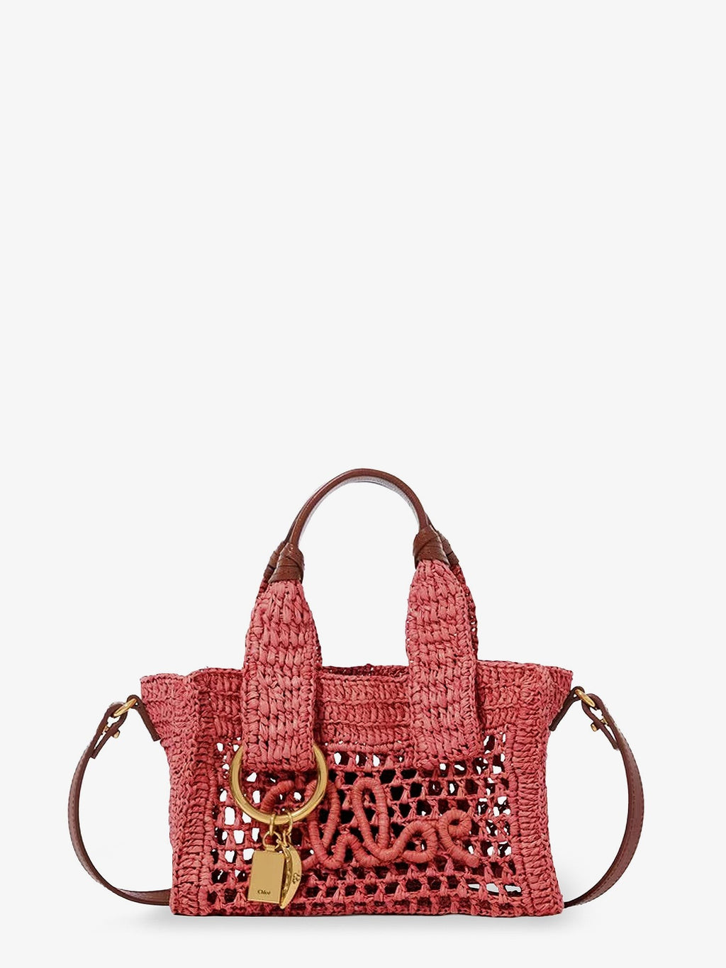 Chloé Women's Summer Banana Raffia Crossbody Bag Red