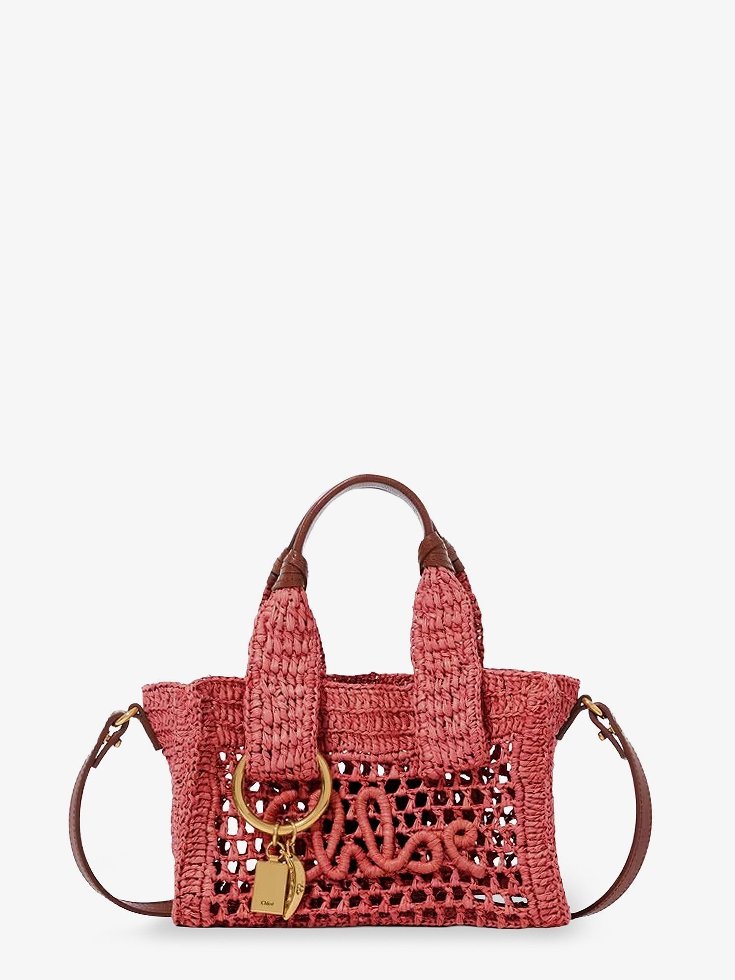 Chloé Women's Summer Banana Raffia Crossbody Bag Red