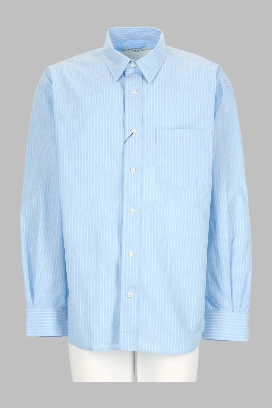 Light blue sunflower men’s button-down shirt with fine vertical stripes and classic collar in cotton fabric