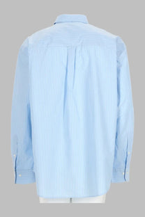 Light blue and white vertically striped long-sleeved cotton button-down shirt with classic collar by sunflower men