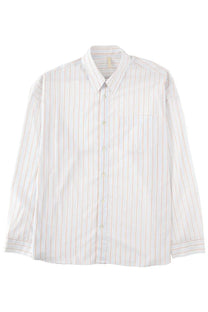 Sunflower men’s camicia righe white crisp white button-down shirt with soft peach and pale blue stripes in cotton blend
