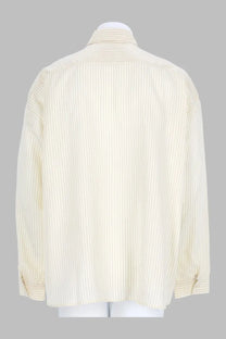 Sunflower men’s camicia stable white cream-colored button-up shirt with fine vertical stripes in lightweight fabric