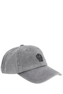 Gray denim baseball cap with black embroidered flower design front for men sunflower cappello da baseball con grey