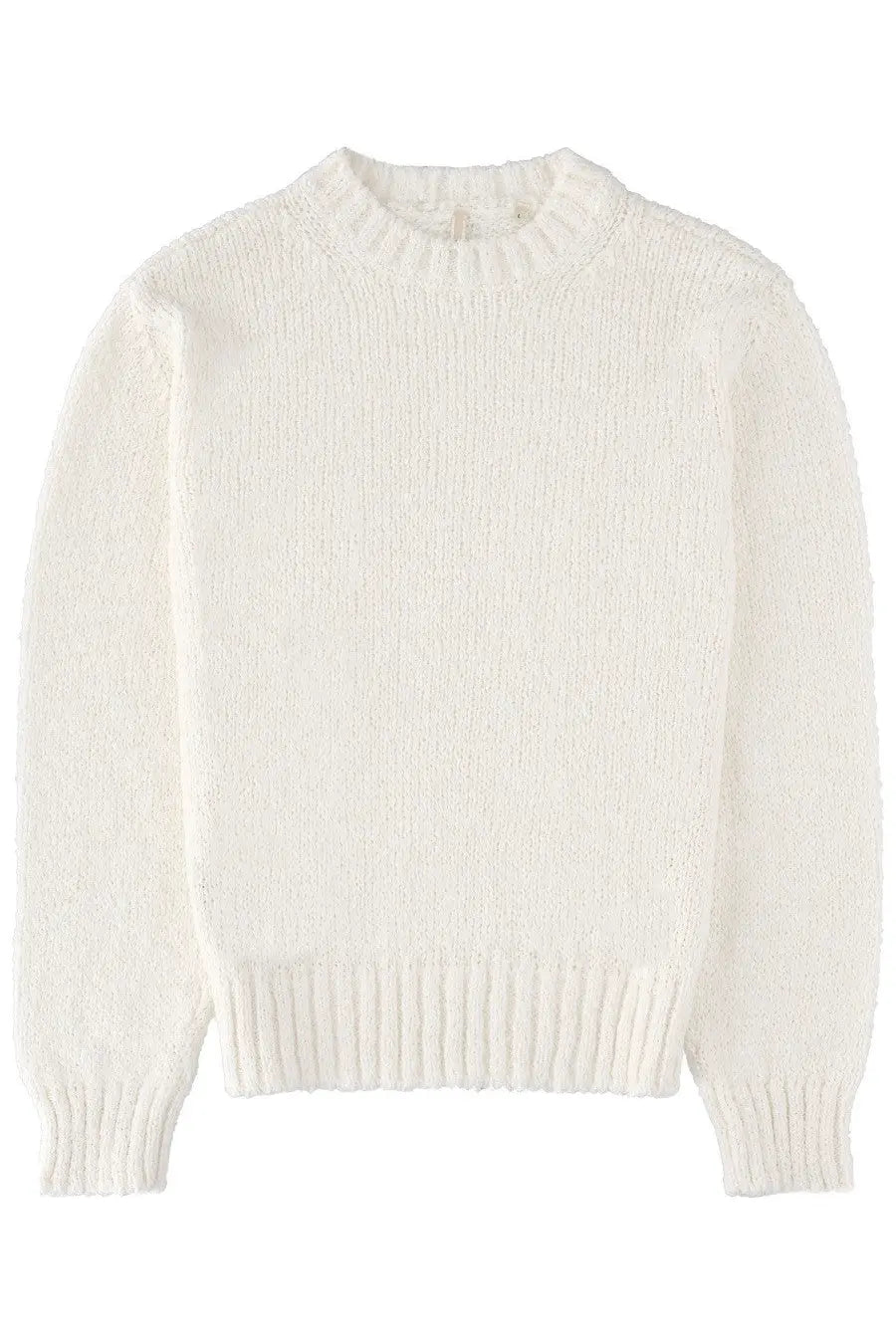 Cream-colored Sunflower men’s Frederik jersey white ribbed-knit sweater with soft textured fabric and crew neck design