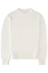 Cream-colored Sunflower men’s Frederik jersey white ribbed-knit sweater with soft textured fabric and crew neck design