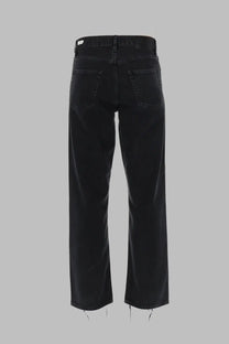 Black denim sunflower men’s jeans with loose fit straight-leg cut and frayed hems