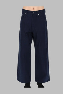 Dark navy blue wide-leg sunflower men’s jeans with straight-cut silhouette in classic denim fabric