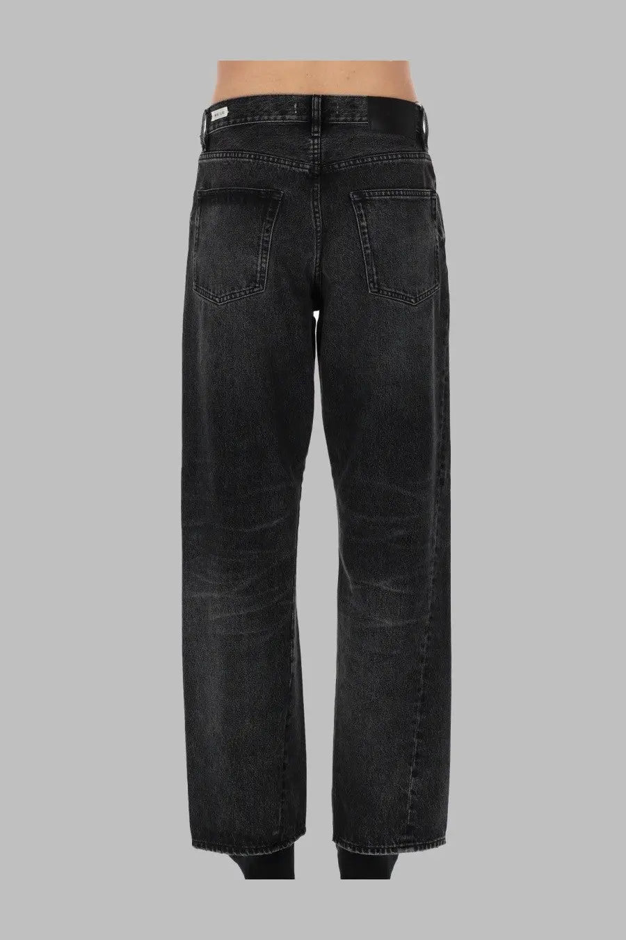 Sunflower men’s jeans wide twist black denim with faded distressed finish and straight-leg cut
