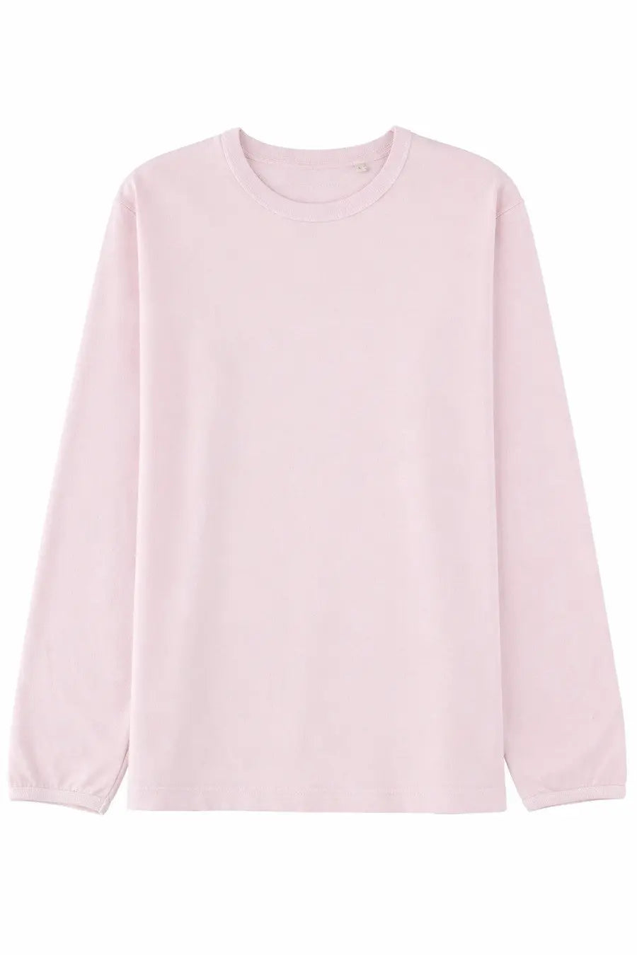 A soft pink long-sleeved crew neck t-shirt made of smooth lightweight fabric for men by sunflower