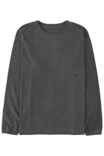 Dark gray long-sleeved cotton crew neck t-shirt with subtle distressed details from Sunflower men’s shirt collection