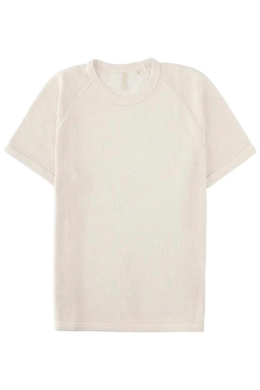 Cream-colored sunflower men’s shirt Traforata white with short sleeves breathable textured mesh fabric and crew neckline