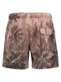 Palm Angels Sunset Palms Swimsuit Gold