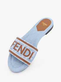 Fendi Women's Sunshine FF Denim Sandals Blue