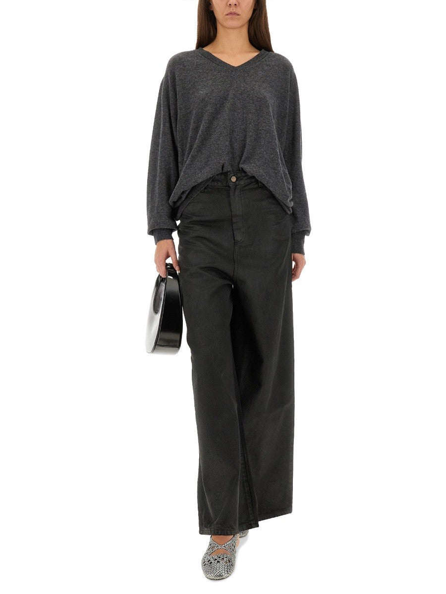 Alysi Women's Super Flare Denim Pants Black Alysi