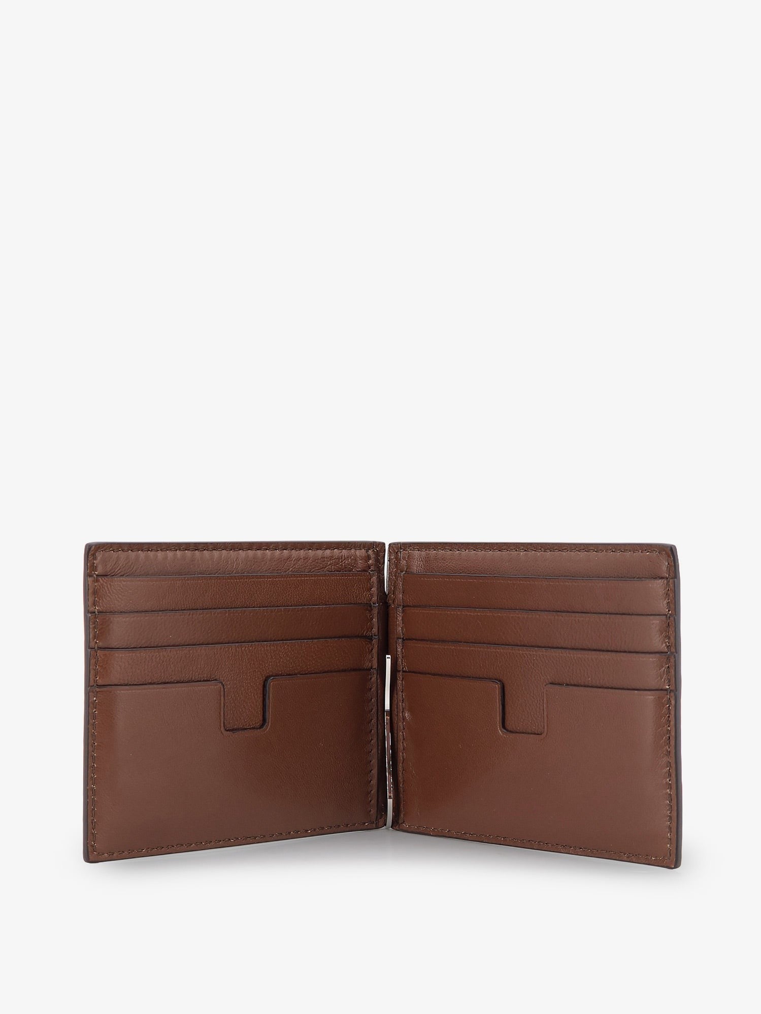 Tom Ford Men's Line Money Clip Leather Wallet Beige