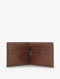 Tom Ford Men's Line Money Clip Leather Wallet Beige