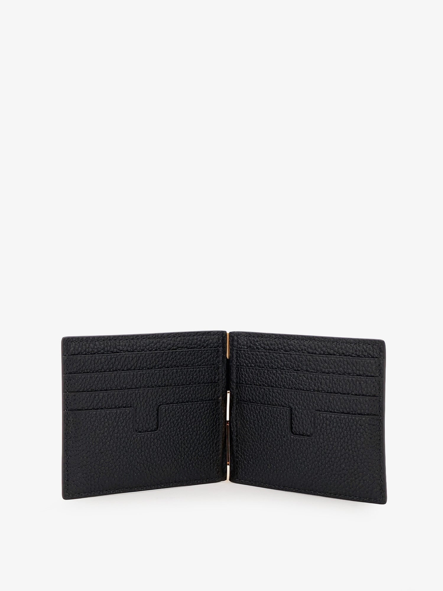 Tom Ford Men's Line Money Clip Leather Wallet Black