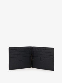 Tom Ford Men's Line Money Clip Leather Wallet Black