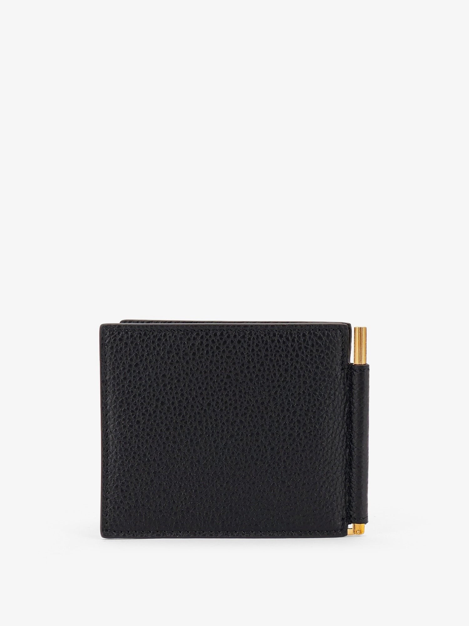 Tom Ford Men's Line Money Clip Leather Wallet Black