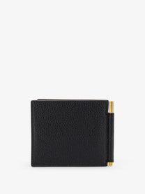 Tom Ford Men's Line Money Clip Leather Wallet Black