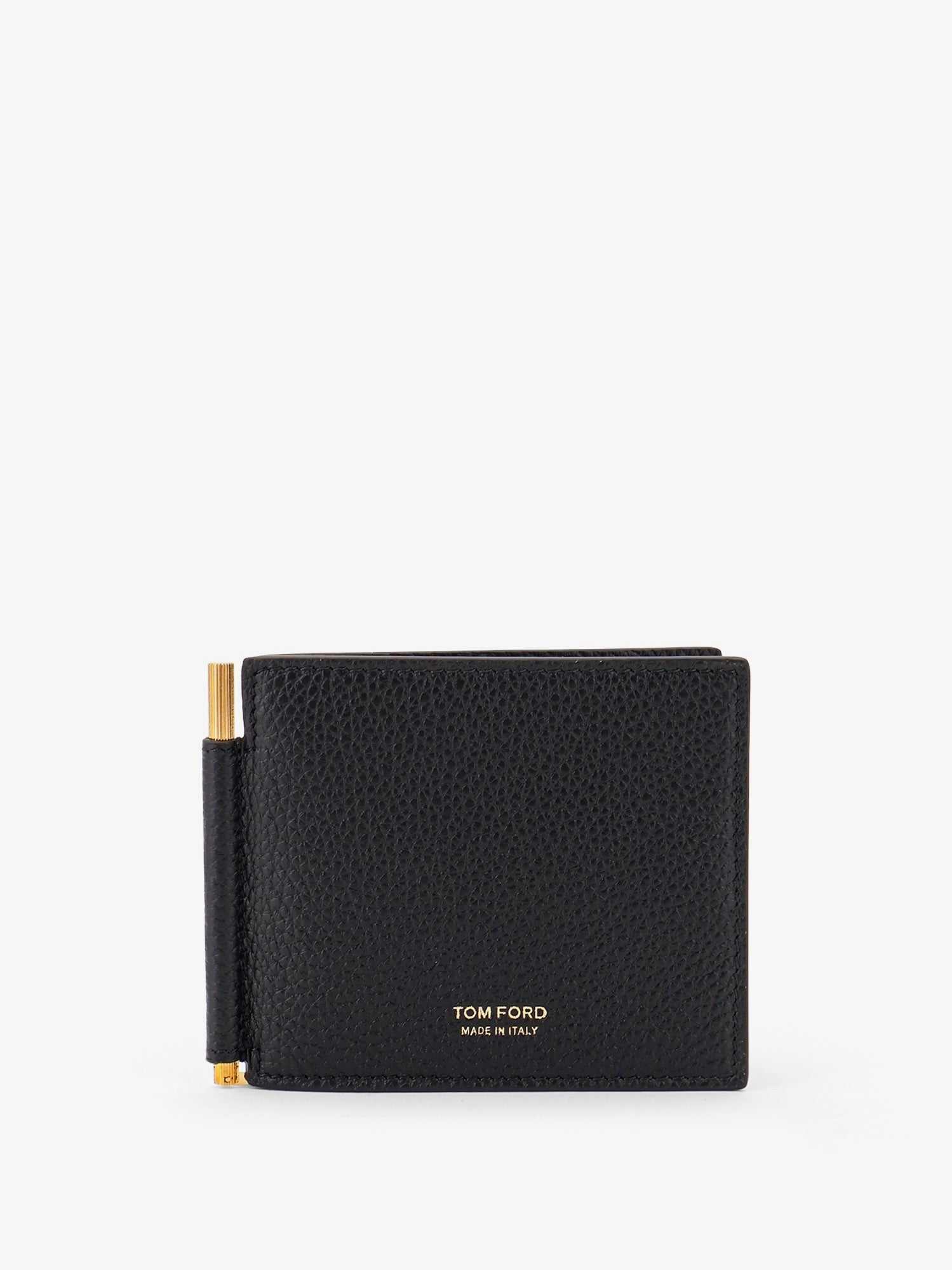 Tom Ford Men's Line Money Clip Leather Wallet Black