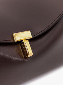 Toteme Women's Lock Clutch Leather Crossbody Bag Brown