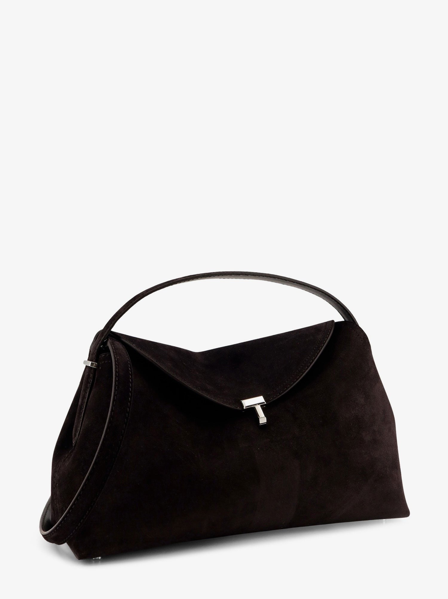 Toteme Women's Lock Suede Handbag Brown