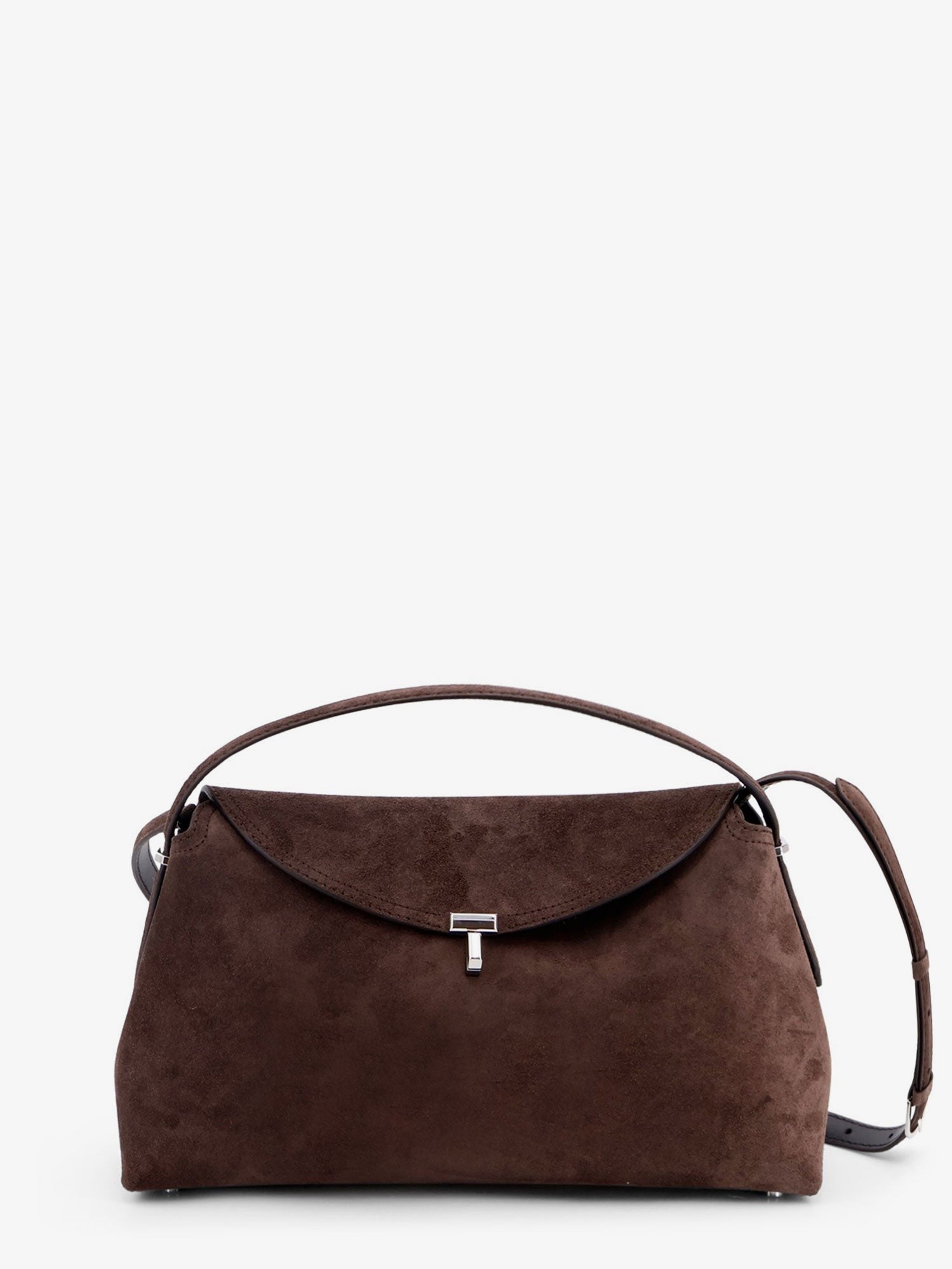 Toteme Women's Lock Suede Handbag Brown