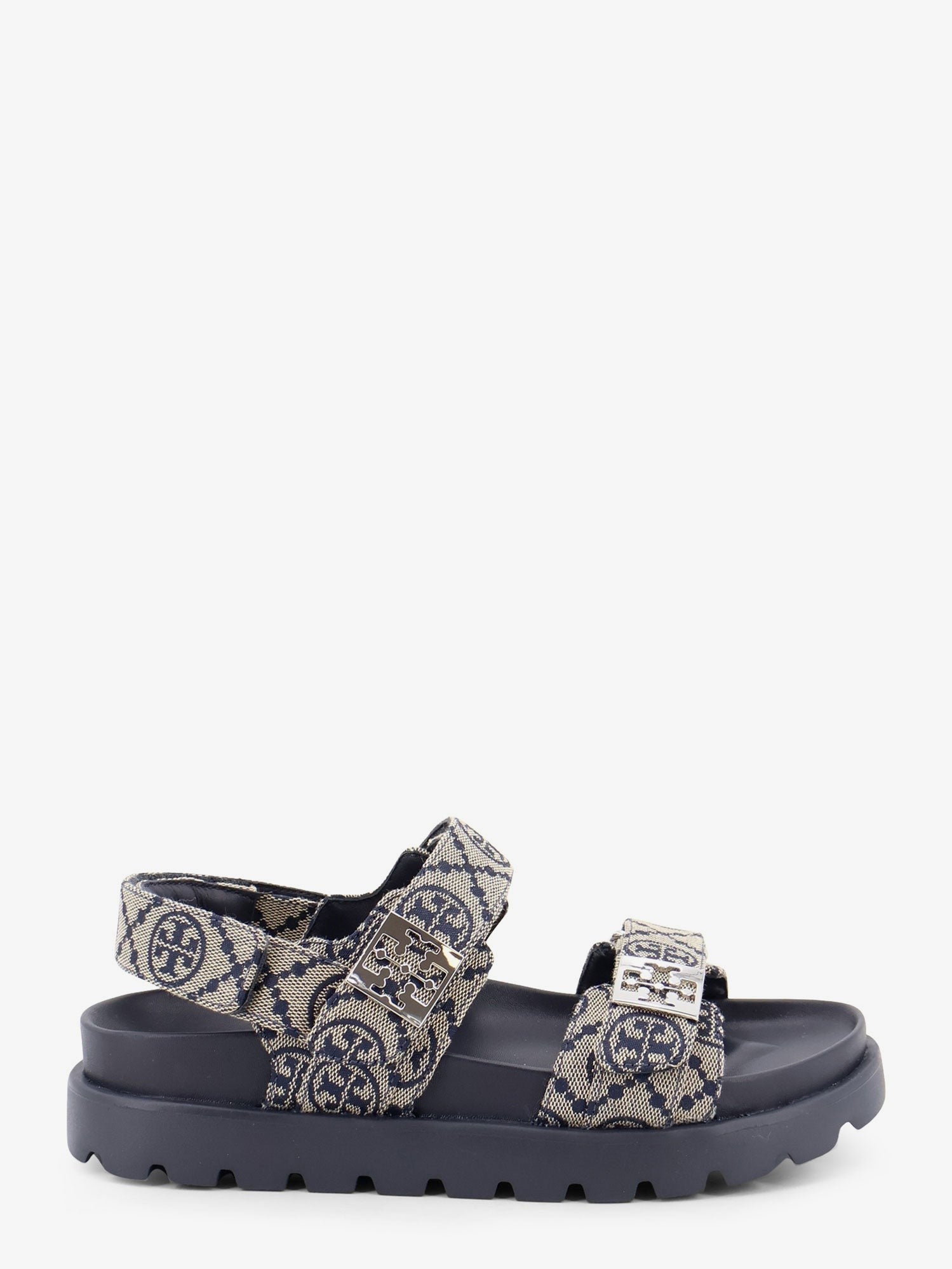 Tory Burch Women's Mono Perfect Monogram Fabric Sandals Blue