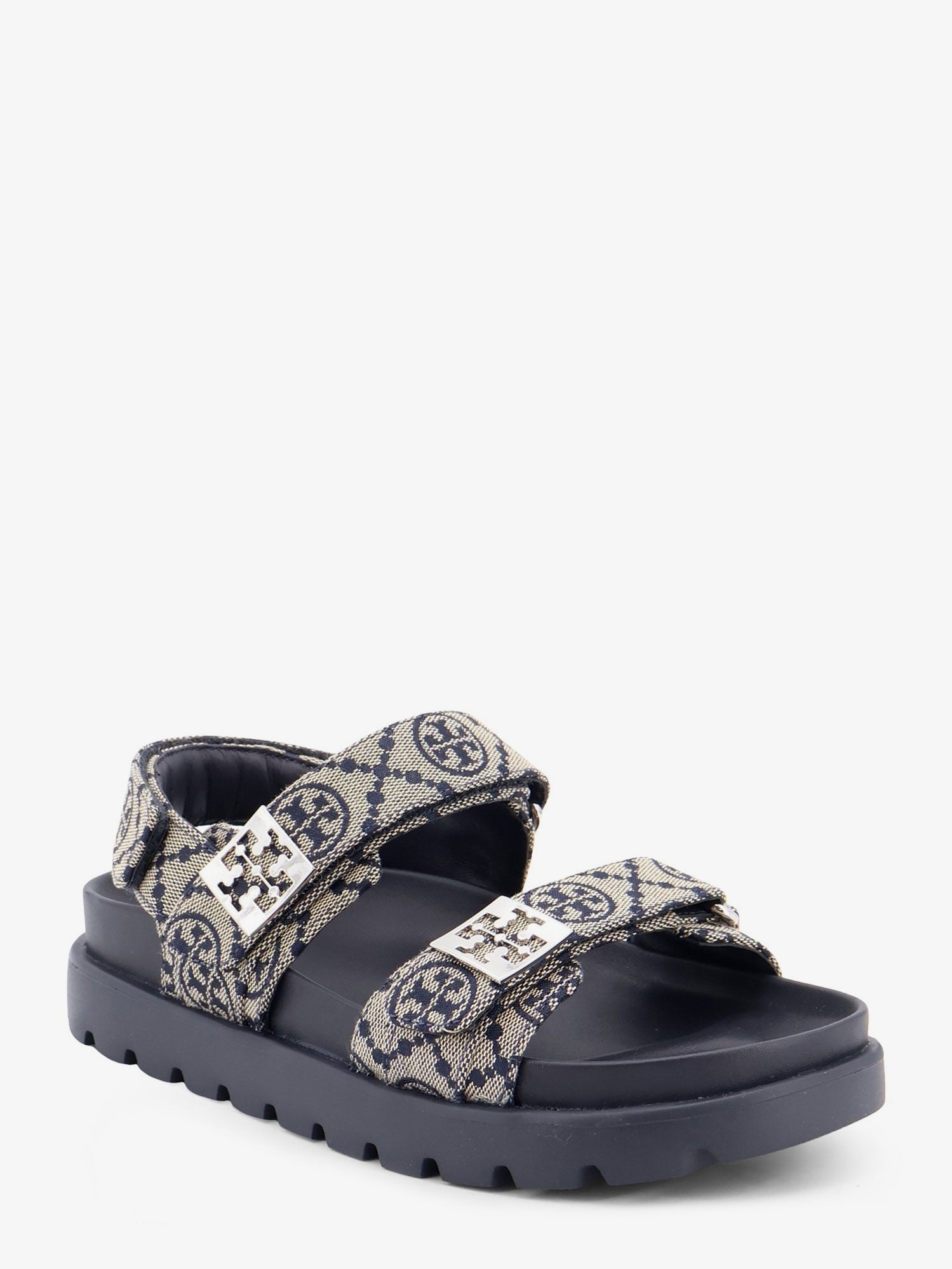 Tory Burch Women's Mono Perfect Monogram Fabric Sandals Blue