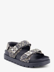 Tory Burch Women's Mono Perfect Monogram Fabric Sandals Blue
