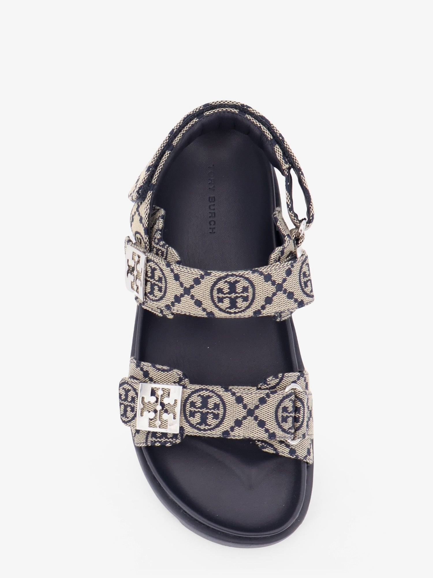 Tory Burch Women's Mono Perfect Monogram Fabric Sandals Blue