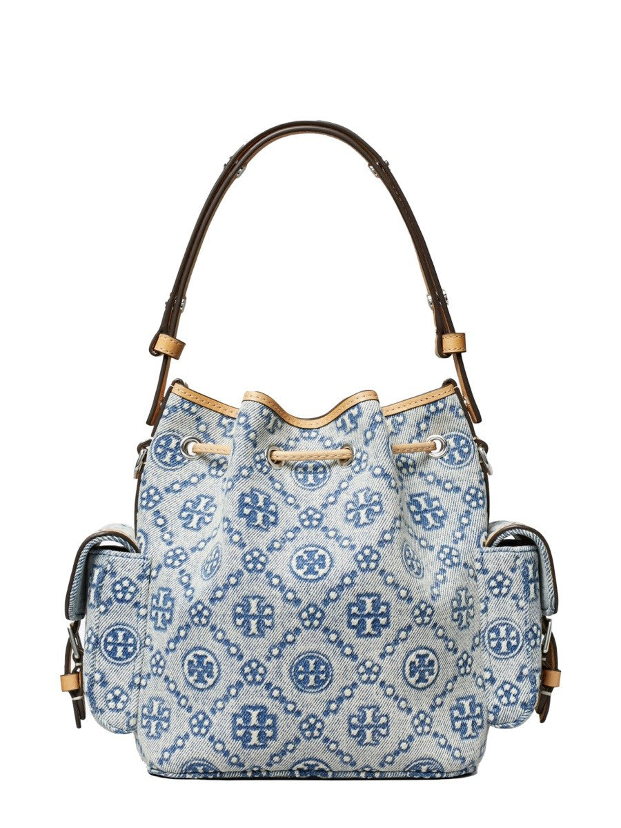 Tory Burch Women's Monogram Bucket Bag Blue