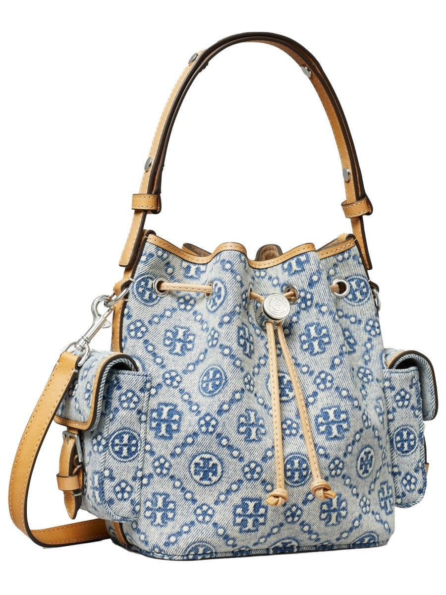 Tory Burch Women's Monogram Bucket Bag Blue