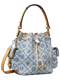 Tory Burch Women's Monogram Bucket Bag Blue