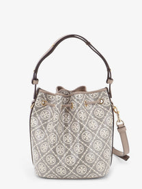 Tory Burch Women's Monogram Coated Canvas Bucket Bag Grey