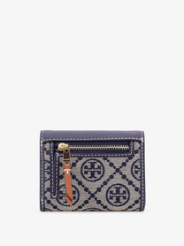 Tory Burch Women's Monogram Envelope Leather and Monogram Fabric Wallet Blue