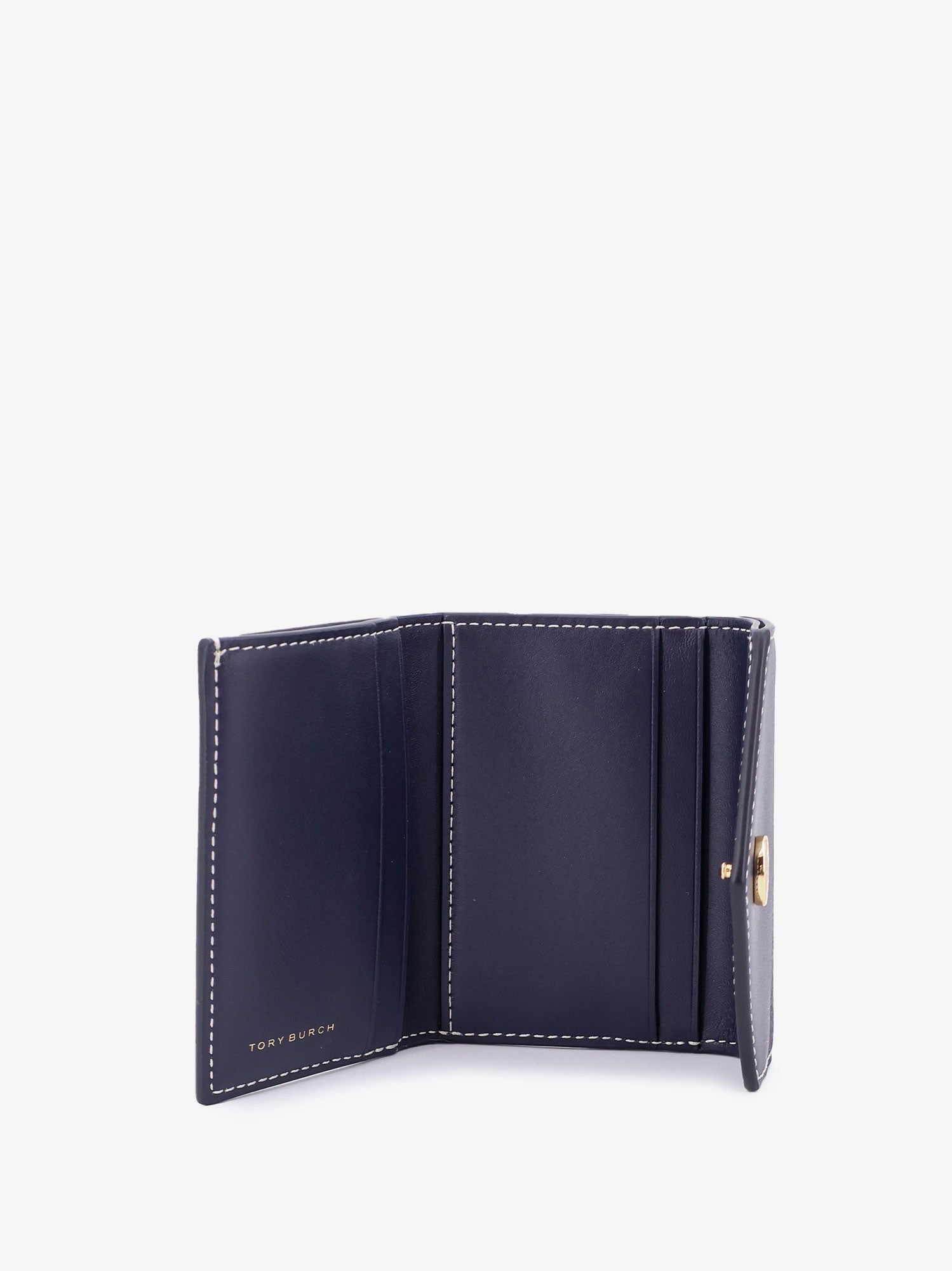 Tory Burch Women's Monogram Envelope Leather and Monogram Fabric Wallet Blue
