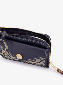 Tory Burch Women's Monogram Envelope Zip Card Case Wallet Blue